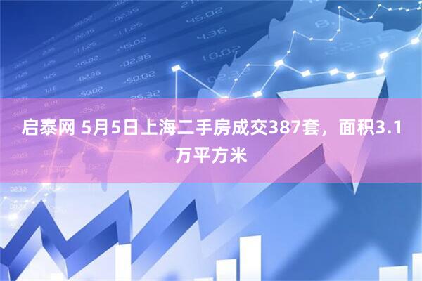 启泰网 5月5日上海二手房成交387套，面积3.1万平方米